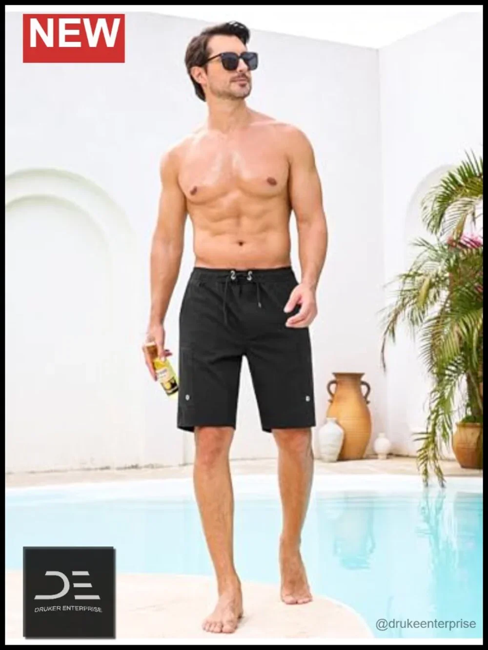 Mens Swim Trunks Compression Lined Quick-Dry 9